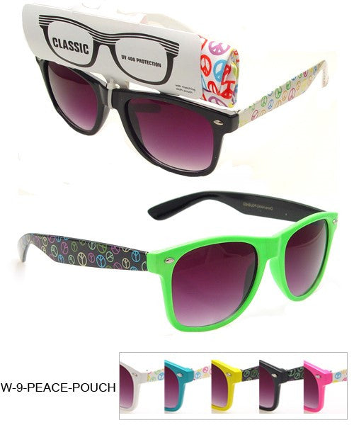 Wholesale Classic Style Sunglasses With Peace & Pouches - wholesalesunglasses.net